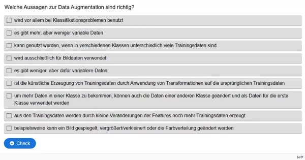 Lernspiel: C9-5 Multiple Choice: Data Augmentation. Quiz zum Video