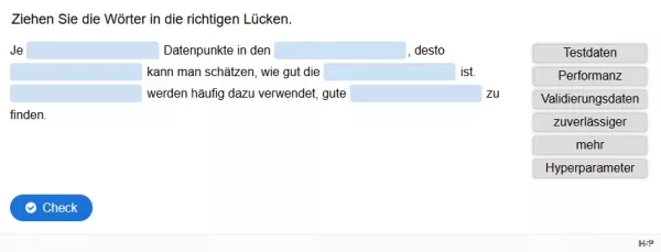 Lernspiel: C9-1 Drag the Words: Hyperparameter. Quiz zum Video