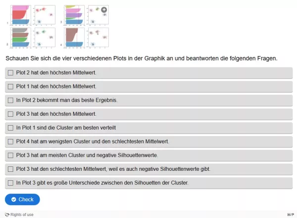 Lernspiel: C8-4 Multiple Choice: Interpretation der Silhouettenplots. Quiz zum Video