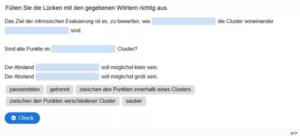 Lernspiel: C8-4 Drag the Words: Ziel der Evaluierung. Quiz zum Video