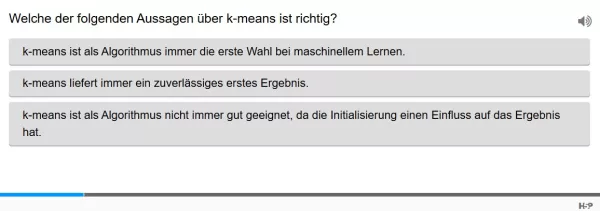 Lernspiel: C8-2 Single Choice: k-Means. Quiz zum Video