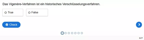 Lernspiel: B5-3 Eigenschaften des Vigenère-Verfahrens. Quiz zum Video
