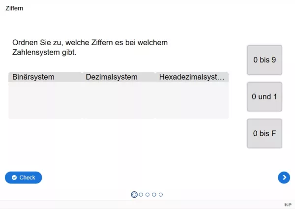 Lernspiel: B5-4 Binär vs. dezimal vs. hexadezimal. Quiz zum Video