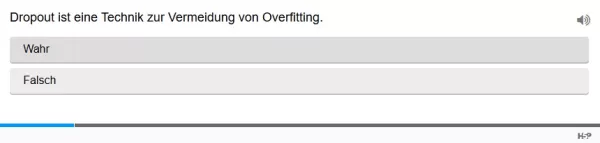 Lernspiel: C9-2 Single Choice: Implementierung von Dropout. Quiz zum Video