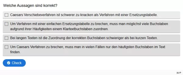 Lernspiel: B5-2 Historische Verschlüsselung brechen. Quiz zum Arbeitsblatt