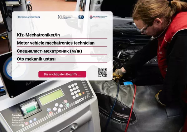 Arbeitsblatt: Kfz-Mechatroniker/-in PKW-Technik | Die wichtigsten Begriffe (Russisch, Türkisch)