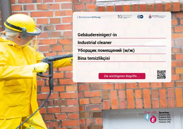 Arbeitsblatt: Gebäudereiniger/-in | Die wichtigsten Begriffe (Russisch, Türkisch)