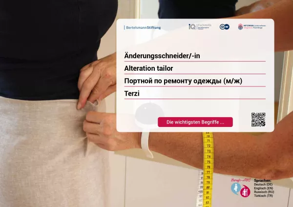 Arbeitsblatt: Änderungsschneider/-in | Die wichtigsten Begriffe (Russisch, Türkisch)