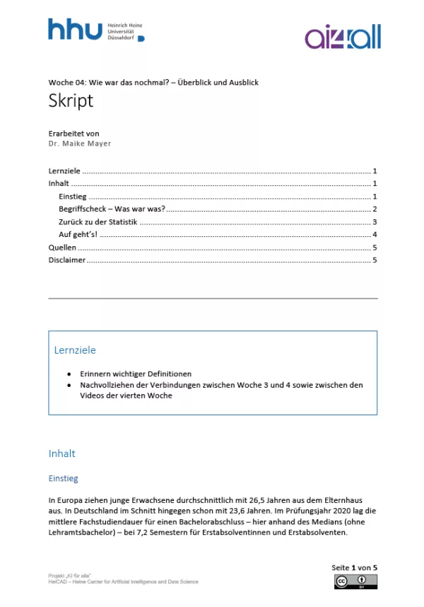 Kurs: Woche 4 | Wie war das nochmal? Überblick und Ausblick (PDF)