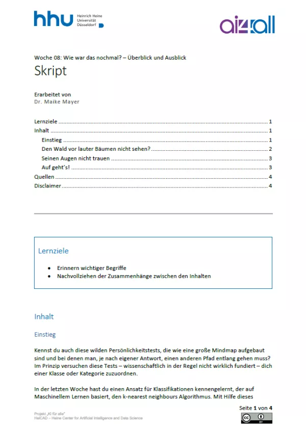 Kurs: Woche 8 | Wie war das nochmal? Überblick und Ausblick (PDF)