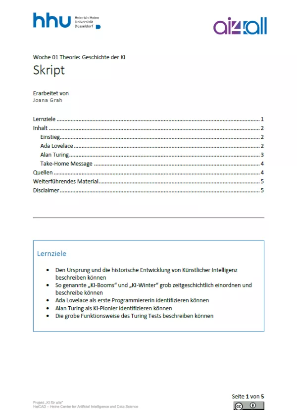 Kurs: Woche 1 | Theorie | Geschichte der KI (PDF)