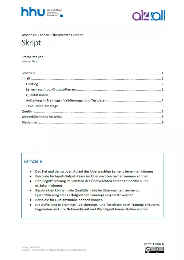 Kurs: Woche 5 | Theorie | Überwachtes Lernen (PDF)
