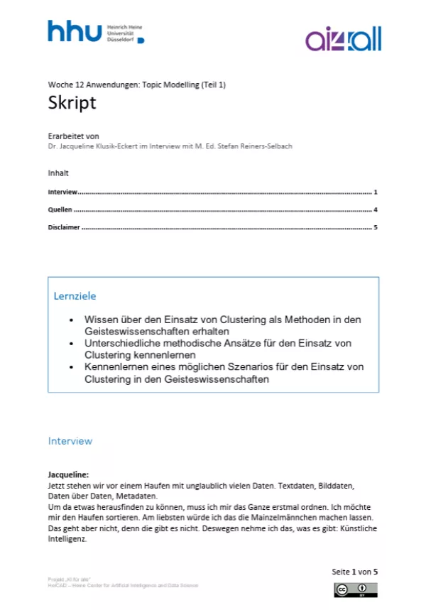 Video: Woche 12 | Anwendungsbeispiele | Topic Modeling mit Clustering (1) (MP4)