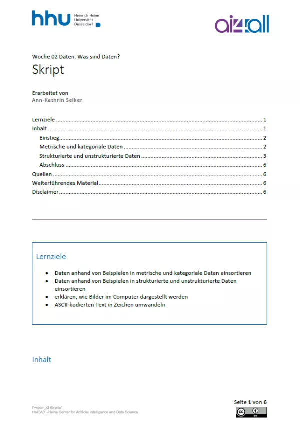 Kurs: Woche 2 | Daten | Was sind Daten? (PDF)
