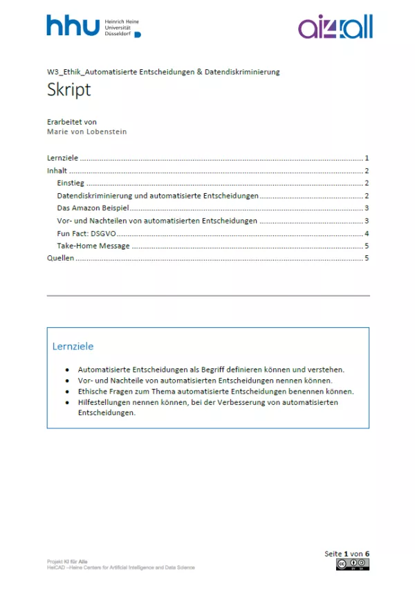 Kurs: Woche 3 | Ethik | Automatisierte Entscheidungen & Datendiskriminierung (PDF)