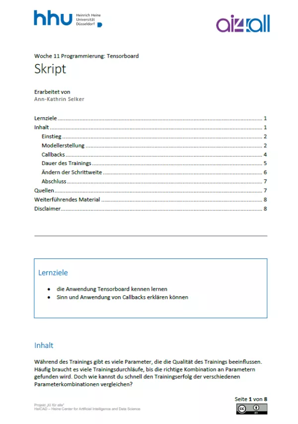 Kurs: Woche 11 | Programmierung | Tensorboard (PDF)