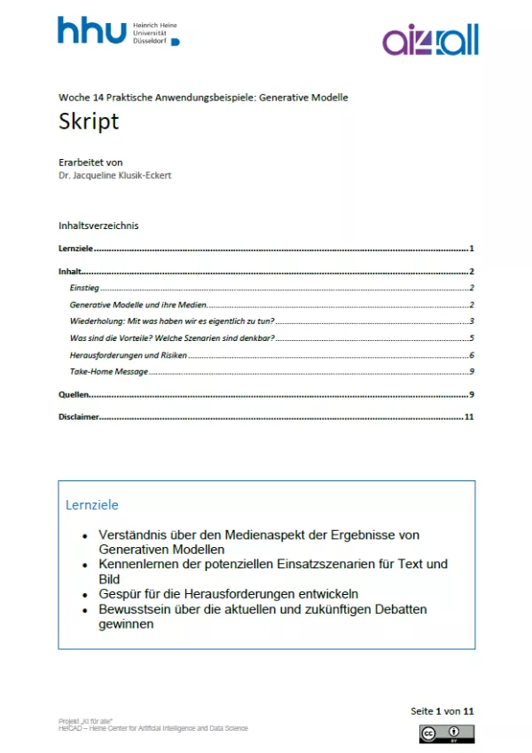 Kurs: Woche 14 | Anwendungsbeispiele | Generative Modelle (PDF)