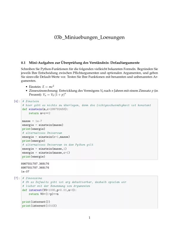 Ubung: E3b Miniübungen: benannte Funktionsargumente Lösung - Pythonkurs (PDF)