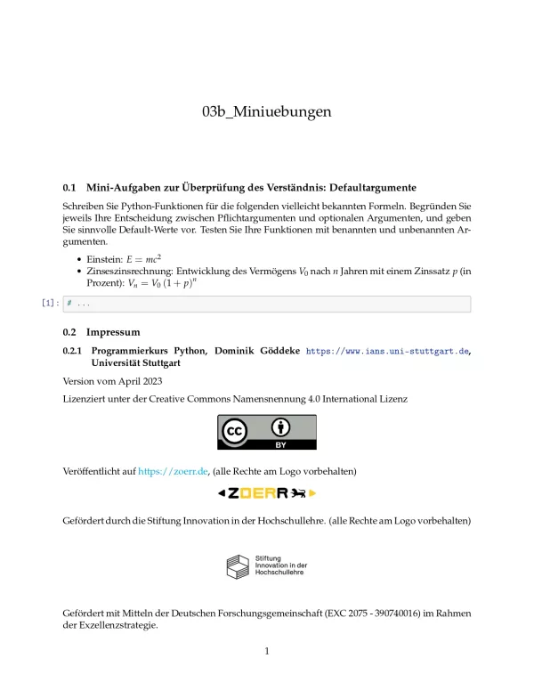 Ubung: E3b Miniübungen: benannte Funktionsargumente - Pythonkurs (ZIP)
