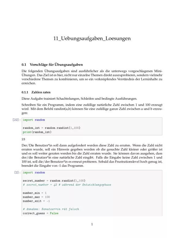 Ubung: C11b Größere Übungsaufgaben Lösungen - Pythonkurs (PDF)