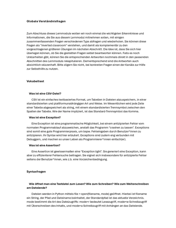 Unterrichtsbaustein: F7a Globale Verständnisfragen - Pythonkurs
