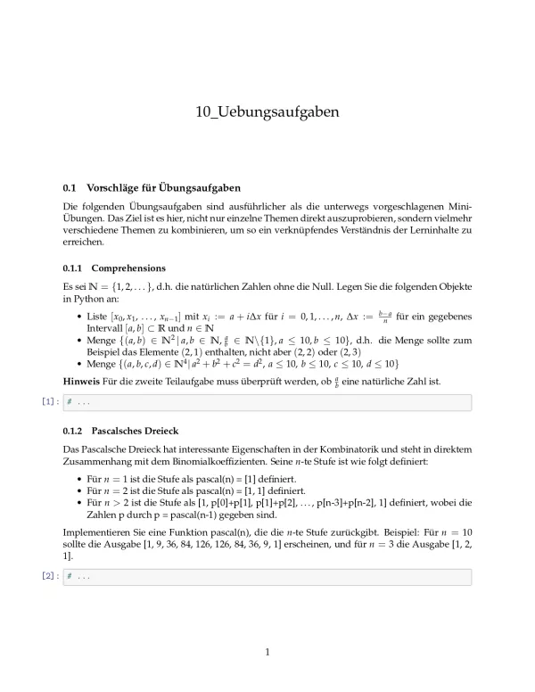 Ubung: D10b Größere Übungsaufgaben - Pythonkurs (PDF)