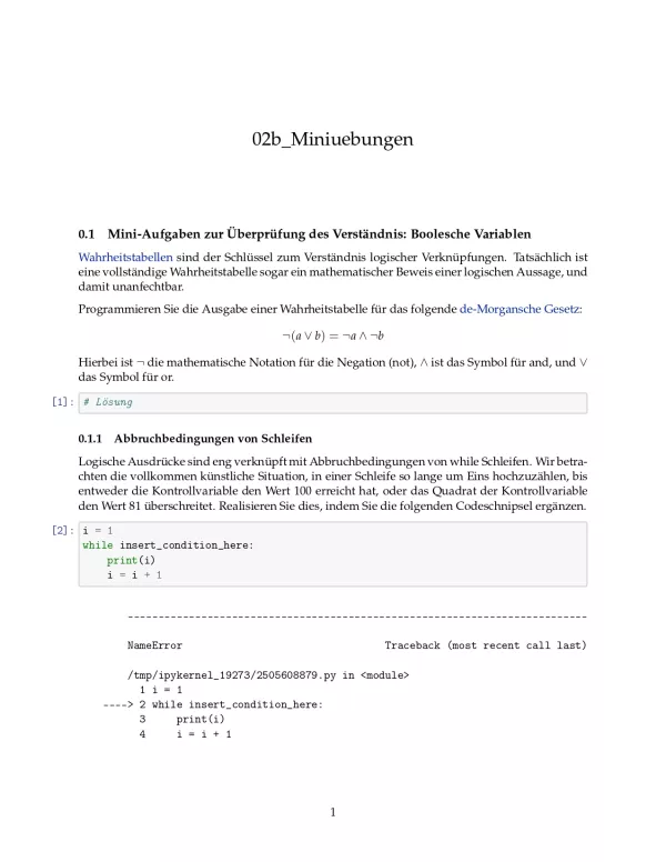 Ubung: C2b Miniübungen: Der Datentyp bool - Pythonkurs (ZIP)