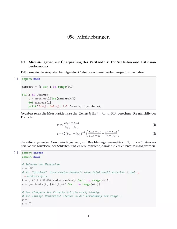 Ubung: C9e Miniübungen: List Comprehensions - Pythonkurs (PDF)