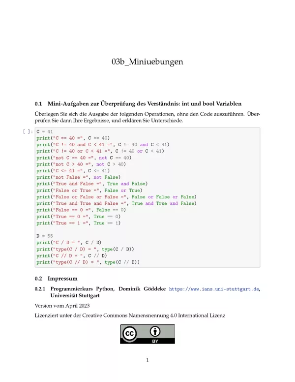 Ubung: C3b Miniübungen: der Datentyp int - Pythonkurs (ZIP)