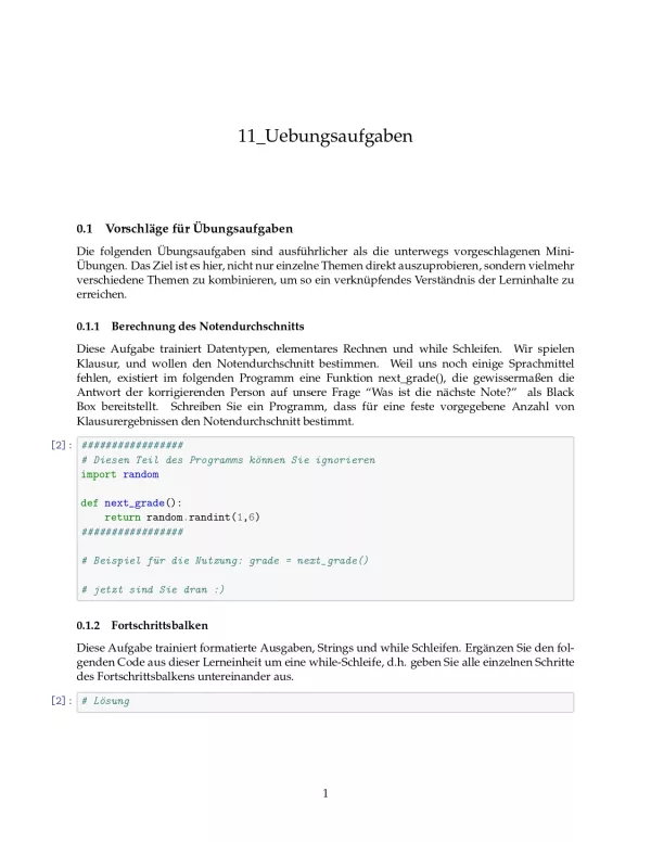 Ubung: B11b Größere Übungsaufgaben - Pythonkurs (PDF)
