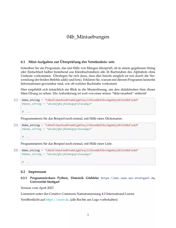 Ubung: D4b Miniübungen: Mengen - Pythonkurs (ZIP)