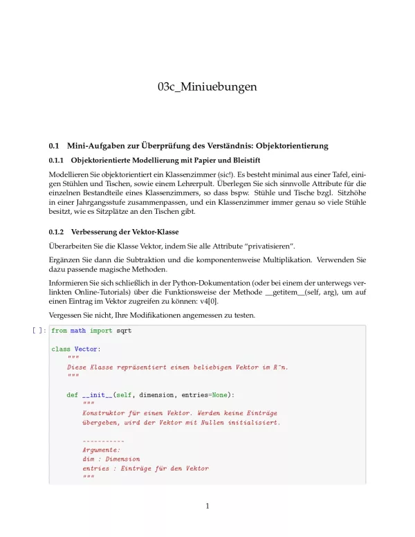 Ubung: H3c Miniübungen: Klassen und Objekte - Pythonkurs (ZIP)