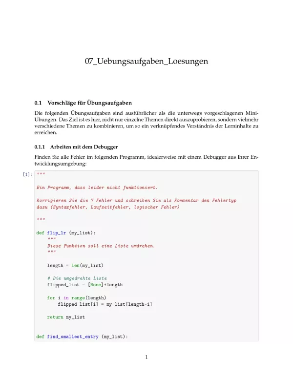 Ubung: F7b Größere Übungsaufgaben Lösungen - Pythonkurs (PDF)