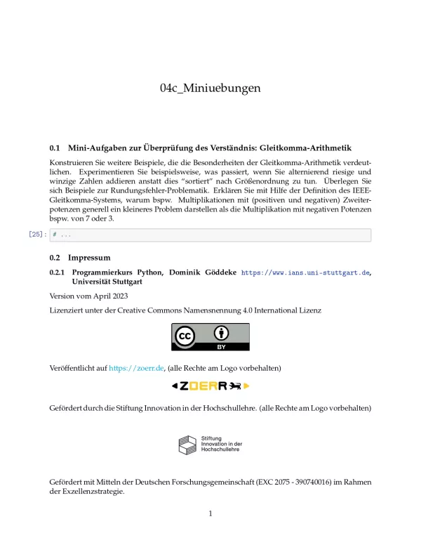 Ubung: C4c Miniübungen: der Datentyp float - Pythonkurs (ZIP)