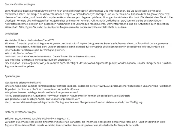 Unterrichtsbaustein: E11a Globale Verständnisfragen - Pythonkurs (ZIP)