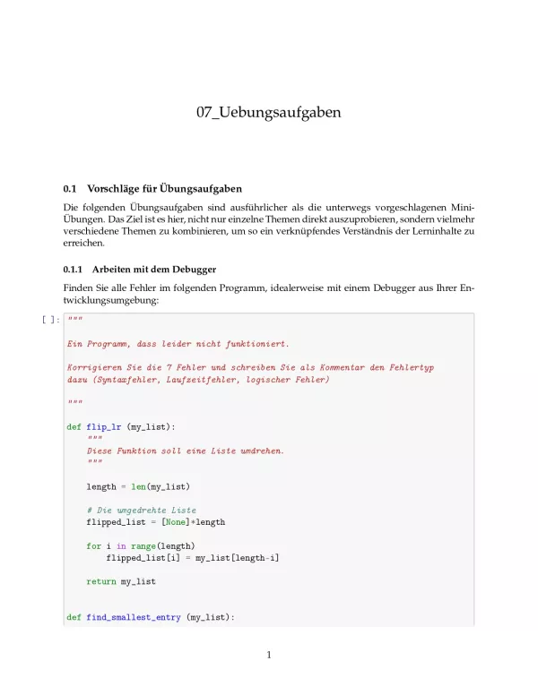 Ubung: F7b Größere Übungsaufgaben - Pythonkurs (PDF)