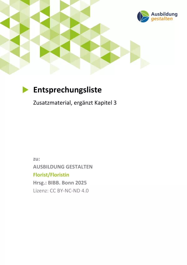 Unterrichtsplanung: Florist/in: Entsprechungsliste