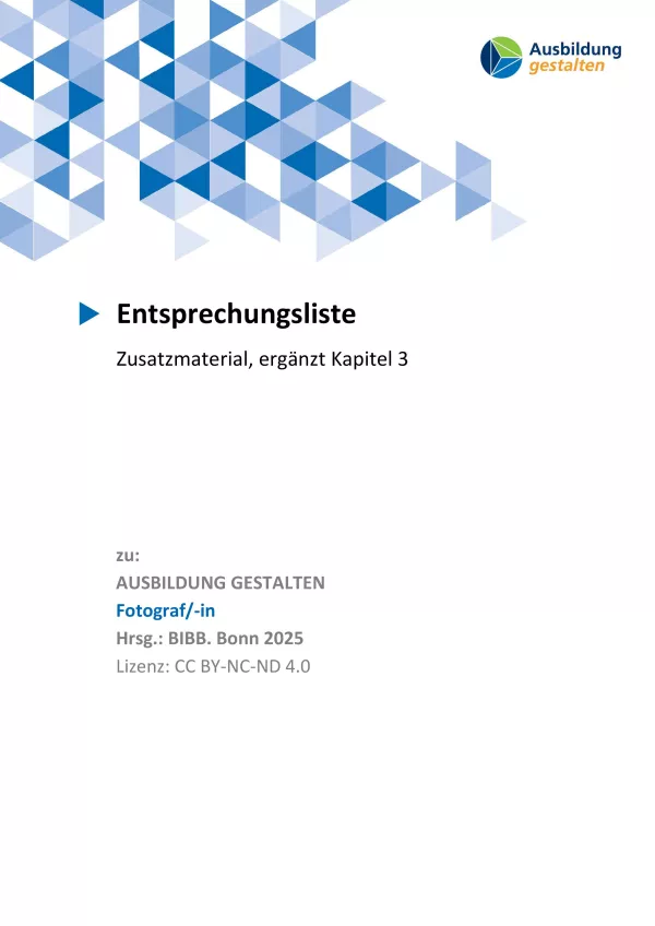 Unterrichtsplanung: Fotograf/in: Entsprechungsliste