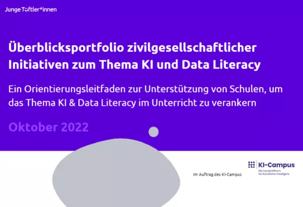 Broschuere: Überblicksportfolio außerschulischer Initiativen zu KI und Data Literacy