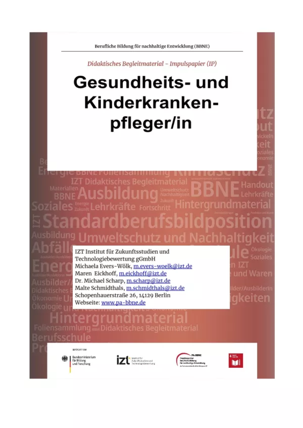 Unterrichtsbaustein: BBNE für Gesundheits- und Kinderkrankenpfleger/innen - Impulspapier
