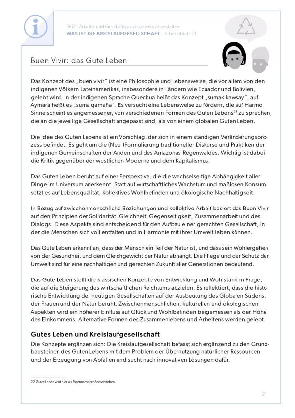Arbeitsblatt: Buen Vivir: das Gute Leben