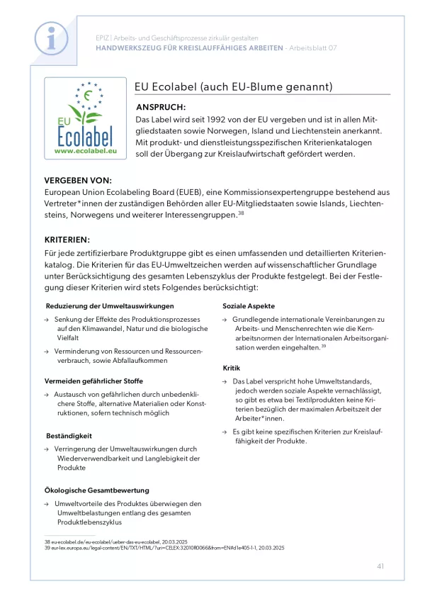 Arbeitsblatt: EU-Ecolabel
