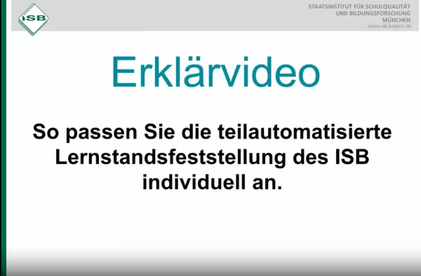 Video: Lernstandsfeststellung: Erklärvideo zur individuellen Verwendung der digitalen teilautomatisierten Tests