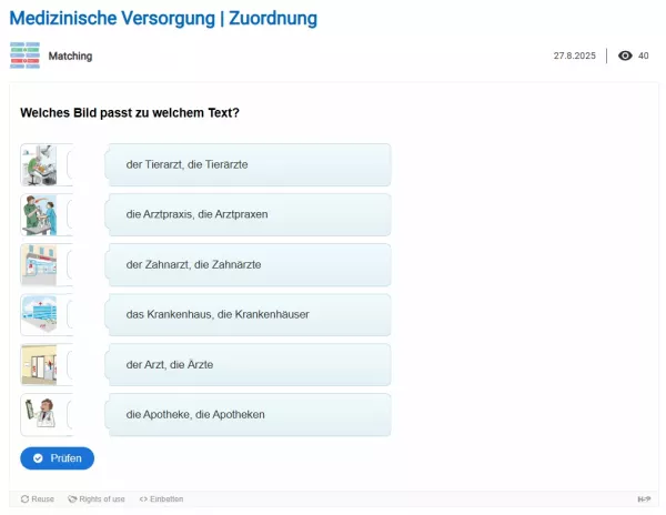 Interaktion: Medizinische Versorgung | Zuordnung