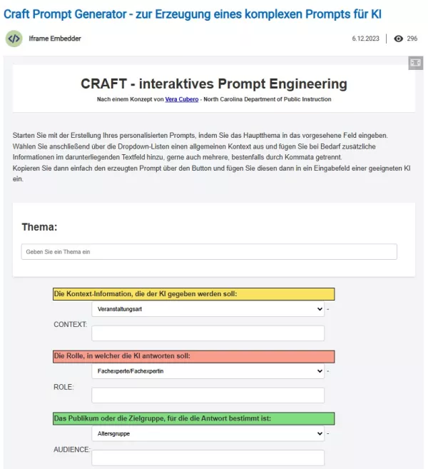Interaktion: CRAFT - interaktives Prompt-Engineering