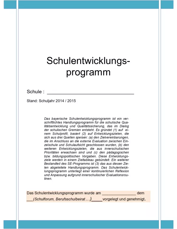 Anleitung: Vorlage für ein Schulentwicklungsprogramm