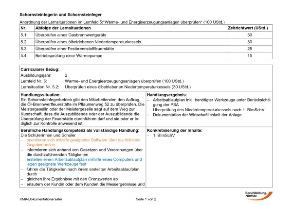 Unterrichtsbaustein: Überprüfen eines ölbetriebenen Niedertemperaturkessels