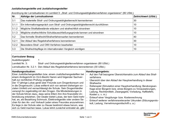 Unterrichtsbaustein: Den Ablauf des Regelstrafverfahrens kennenlernen