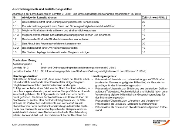 Unterrichtsbaustein: Ein Informationsgespräch zum Straf- und Ordnungswidrigkeitenrecht durchführen