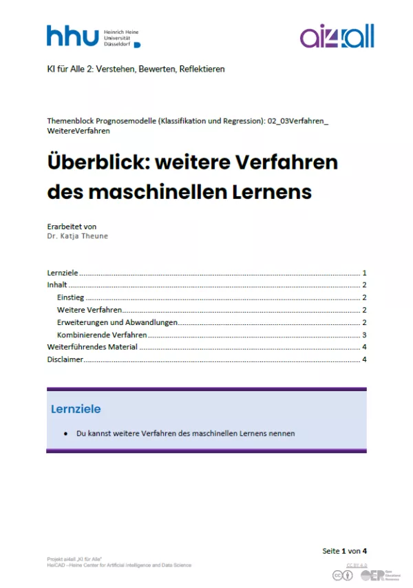 Kurs: Prognosemodelle: Klassifikation und Regression | 03 | Weitere Verfahren des maschinellen Lernens